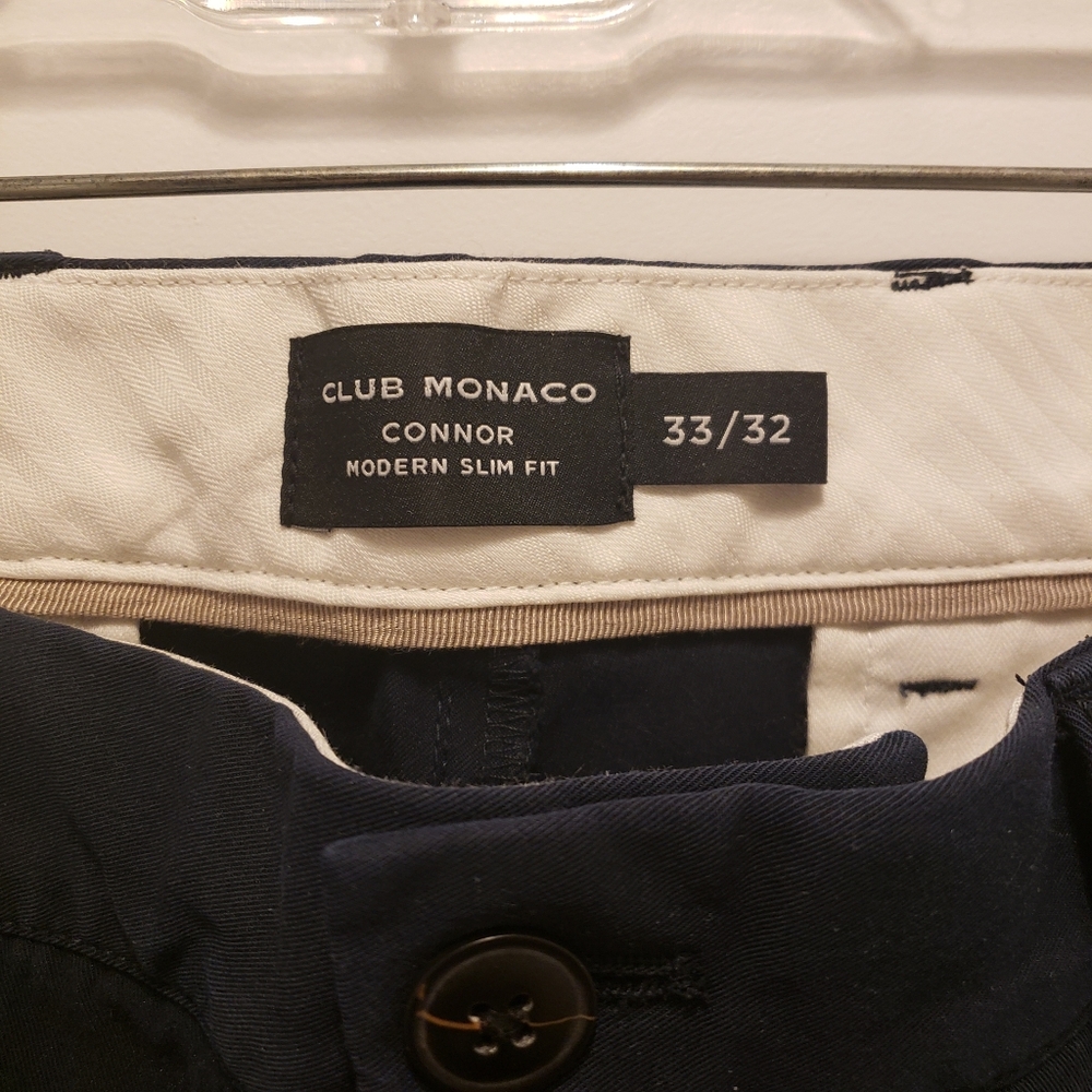 Club Monaco NAVY Mens CONNOR Chinos 33x32. Modern Slim Fit - Picture 6 of 9